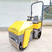 Rouleau tandem hydraulique complet de 1 tonne de qualité professionnelle Double éclairage LED Construction de nuit rouleau routier pratique