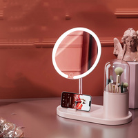 Miroir de maquillage personnalisable haute définition avec lumière LED, adapté à un usage domestique, aux dortoirs étudiants, aux bureaux, aux ordinateurs de bureau