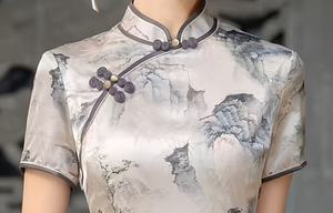 Vestido Ajustado al Cuerpo de Manga Corta para <span class=keywords><strong>Mujer</strong></span> con Estampado de <span class=keywords><strong>Traje</strong></span> Tradicional <span class=keywords><strong>Chino</strong></span> Similar al Cheongsam y <span class=keywords><strong>Traje</strong></span> <span class=keywords><strong>Tang</strong></span> - Product Image 4