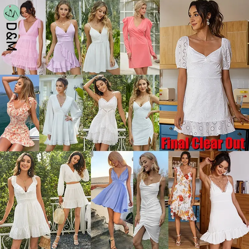 D&M Final Clear Out 2021 New Summer Trending Low Price Bulk Clothes Woman Vestido Cheap Apparel Stock Casual Dress Wholesale