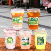 Gobelets jetables en PET pour boissons froides, 12/14/16 oz, pour café glacé et bubble tea, avec couvercles, personnalisables pour les importateurs de marques de boissons