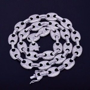 <b>Solid</b> <b>Silver</b> Cuban Chain Moissanite G Link Hip Hop <b>Necklace</b> Gold Plated Rhodium Plated Customized for Men's Engagement Party - Product Image 1