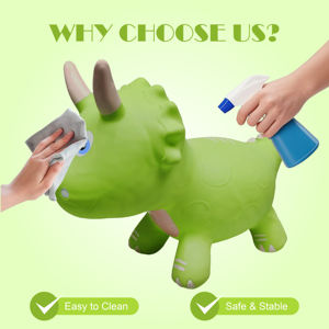 Caballo Balancín Inflable Verde de Material TPE para Exteriores con Decoración de Crin y Manijas Mecánicas Blancas para Niños de 2 a 4 Años - Product Image 4