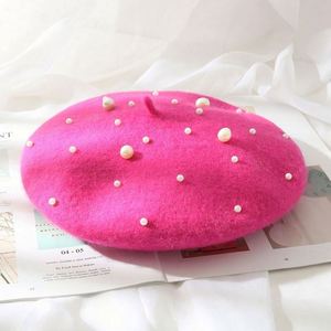 Béret en laine d'hiver pour femme, personnalisé, avec perles, vente en gros - Product Image 4