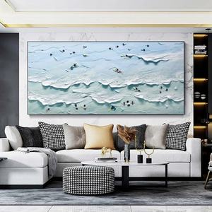 Grande Peinture Murale 3D Paysage Marin, Art Texturé de Natation en Mer, Cadeau Idéal pour l'Agencement de la Maison - Product Image 1
