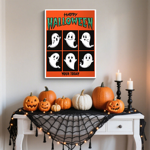 ハロウィーン装飾絵画スカルゴーストウォールアートストレッチキャンバスインテリアポスター休日パーティー室内装飾吊り - Product Image 2