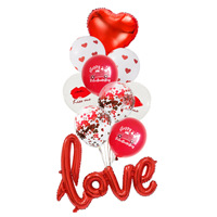 Ballon en latex imprimé amour rouge et blanc ballon de mise en page de décoration de fête de mariage de la Saint-Valentin