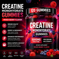 Gummies de créatine monohydrate OEM 5000mg avec L-Carnitine, BCAA, Taurine – Complément pré-entraînement pour la croissance musculaire et l'énergie