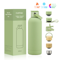 Bouteilles d'eau isothermes réutilisables en acier inoxydable à double paroi de 500 ml (17 oz) avec paille, personnalisables avec logo, pour le sport et les voyages