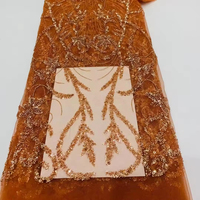 Séquence de zèle tissu de dentelle perlée à la main largeur personnalisée broderie Sinya avec paillettes Designer Style mariage de mariée nigérian