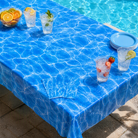 Lot de 3 nappes rectangulaires en plastique imperméables à l'eau avec imprimé vagues océaniques, 54x108 pouces, pour la plage, les fêtes d'anniversaire, les décorations de plein air