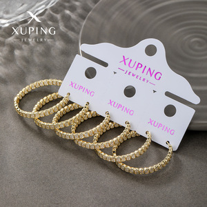 XUPING Gioielli Moda Rame Ecologico Placcato Oro 14K Orecchini a Cerchio con Gemma Artificiale Stile Semplice e di Tendenza - Product Image 1