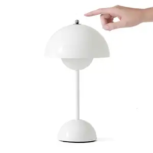 Touch Sensor Restaurants Battery Operated Restaurant Rechargeable Cordless Metal Led Desk Table Lamp Lights For Bar