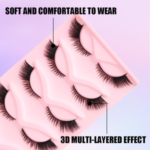 5 paires de faux cils œil de chat, cils naturels effilés, demi-cils, cils en bande effet œil de renard - Product Image 4
