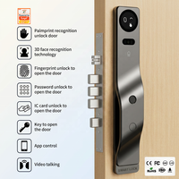 Serrure numérique intelligente Tuya en aluminium avec reconnaissance faciale IA, empreinte digitale, reconnaissance veineuse palmaire, fonction vidéo-parlante, accès cloud, carte mémoire et contrôle par application