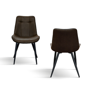Ensemble de 4 chaises de salle à manger en cuir écologique châtaigne avec base en métal pour intérieur - Product Image 2