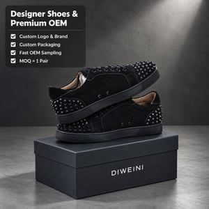 Zapatos de Diseñador de Lujo para Hombre y Mujer, Zapatos Deportivos de Gamuza Negra con Tachuelas de Alta Calidad, Zapatillas Nuevas - Product Image 1