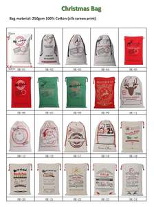 ถุงผ้าแคนวาสลายซานต้าพร้อมเชือกผูก 100% ผ้าฝ้าย คุณภาพดี ขายดีที่สุด เหมาะสำหรับขายส่ง ของขวัญคริสต์มาสที่สมบูรณ์แบบ มีสินค้าพร้อมส่ง - Product Image 4