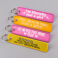 Porte-clés brodé personnalisé style simple, porte-clés brodé personnalisable en polyester avec anneau métallique pour la rentrée scolaire