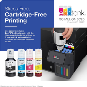 Imprimante couleur tout-en-un sans fil Epson EcoTank ET-4950 avec réservoirs d'encre rechargeables jusqu'à 3 ans, idéale pour la maison - Product Image 5