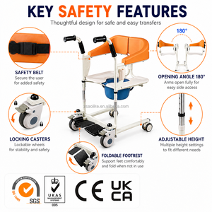Hot Sale Movable Nursing Adjustable Control Manual Rehabilitation Patient Transfer <strong>Commode</strong> <strong>Chair</strong> for Elderly - Product Image 5