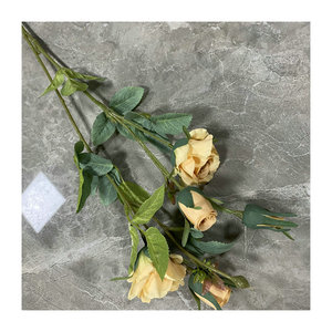 Bouquet de roses artificielles Queyiyi, 5 têtes, décoration de mariage, ornement de fleurs séchées - Product Image 5