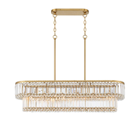 Lustre suspendu rectangulaire moderne de luxe en cristal K9 avec cadre métallique pour îlot de cuisine, salle à manger, décoration intérieure