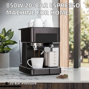 เครื่องชงกาแฟเอสเพรสโซ่ไฟฟ้า 850 วัตต์ ปั๊ม 20 บาร์ สแตนเลสสตีล สำหรับใช้ในเชิงพาณิชย์และในครัวเรือน พร้อมระบบชงกาแฟ - Product Image 2