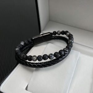 Nouveau <span class=keywords><strong>bracelet</strong></span> tendance en cuir véritable multi-couches avec perles œil <span class=keywords><strong>de</strong></span> <span class=keywords><strong>tigre</strong></span> tissées à la main et fermoir magnétique en <span class=keywords><strong>pierre</strong></span> <span class=keywords><strong>de</strong></span> <span class=keywords><strong>lave</strong></span> pour <span class=keywords><strong>homme</strong></span> - Product Image 2