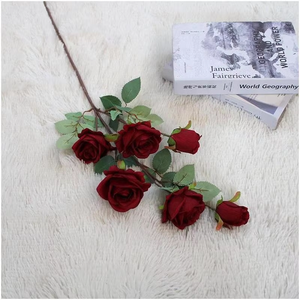 Fiori Artificiali all'Ingrosso, Rosa in Seta a 6 Bracci per Decorazioni Matrimoniali, Fiori Artificiali in Plastica Effetto Reale - Product Image 4