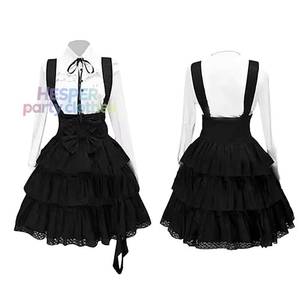 Vestido Lolita Clásico para Mujer de HP, Estilo Retro, Cosplay de Anime, Falda Negra en Capas con Lazo, Estilo Gótico Victoriano Kawaii - Product Image 1