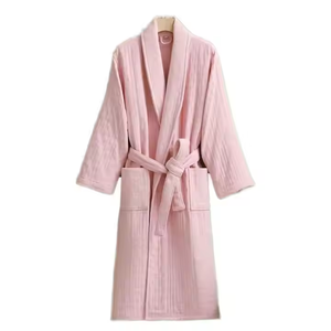 Albornoz de lana con capucha extra largo y cálido para mujer, bata de manga larga con cierre de cintura elástica, función de secado rápido - Product Image 1