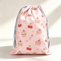 Sac à cordon personnalisé en toile à imprimé floral cerise, écologique, anti-poussière, pour emballage cadeau et activités scolaires