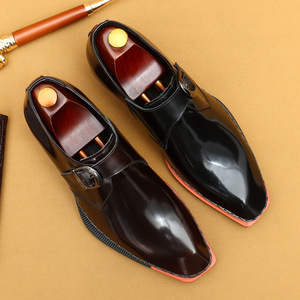 รองเท้าหนังแท้สีดำแบบ Monk Strap สำหรับผู้ชาย หัวเหลี่ยม ปิดด้วยหัวเข็มขัด พื้นยาง เหมาะสำหรับใส่ทำงานทุกฤดู ขายส่ง - Product Image 4