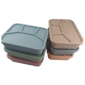 กล่องใส่ขนมซิลิโคนสำหรับเด็กปราศจากสาร BPA ของ Vichi กล่องใส่อาหารและของว่างสำหรับไปโรงเรียนกล่องอาหารกลางวัน4ช่องไม่หก - Product Image 1