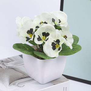 Fiori Artificiali Verdi Realistici, Vaso di Pansé Selvatico Grande, Fioriture Quasi Naturali per Esterni in Plastica e Tessuto - Product Image 3