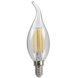 Миниатюрная лампа для люстры C35 с длинным хвостом, 4 Вт, светодиодная лампа Эдисона E12 E26 110 В E26 E27 220 В, прозрачная Янтарная молочная лампа
