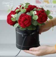 Nouvelle fleur artificielle en crochet faite à la main, marguerite tissée en pot, cadeau pour Noël, Thanksgiving, mariage, Saint-Valentin, fête des Mères
