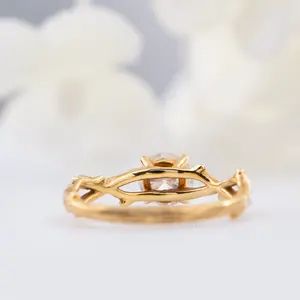 0.8ct 18K Yellow Gold Lab Grown Diamond Ring Twisted Vine Ring Engagement Rings For Women