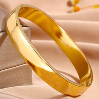 Bracelet jonc articulé minimaliste classique en acier inoxydable 304 plaqué or 18 carats PVD pour femme, bijoux hypoallergéniques et inaltérables