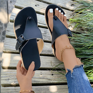 Summer Women's Thick Sole Wedge Sandals New Independent Station Buckle Outdoor <b>Slippers</b> Plus Size Foreign Trade Stock - Product Image 4