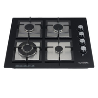 Table de cuisson à gaz GPL/GN 4 brûleurs encastrable 60 cm en verre trempé pour cuisine domestique - Vente en gros usine