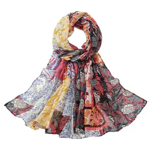 vogue ethnic bawal cotton voile fabric printed shawl muslim hijab custom tudung supplier