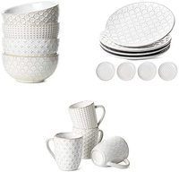 Bols en céramique de 4,5 pouces, lot de 4, assiettes à salade blanches arctiques de 8 pouces, tasses à expresso de 7 oz, lot de 4
