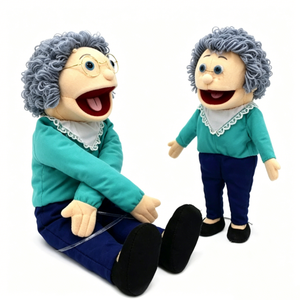 Set de marionetas de mano personalizadas de abuela, marioneta de mano de anciana, marioneta de peluche de abuela, marioneta de personaje de anciano, marioneta de mano familiar - Product Image 2