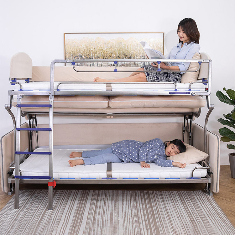 New design sleeping furniture easy to operate multi-function sofas heavy duty mechanism folding bunk bed sofa