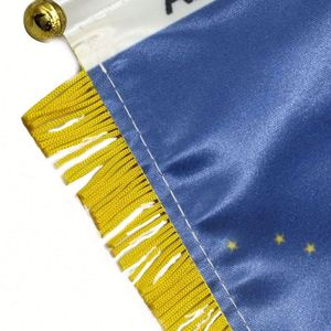 Custom Alaska State Satin Pennant Flag Digital Printed Car Mini <b>Banner</b> with Yellow Tassels Made of Polyester and Plastic - Product Image 6