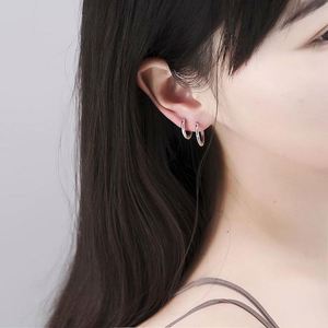 925 <b>Sterling</b> <b>Silver</b> Hoop Earrings for Women Men Gold Color Black Circle Thick Ear Ring <b>Huggie</b> Earrings 18K Gold Hoop Piercing - Product Image 3