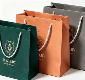 Wholesale custom color and size small paper jewelry gift bags with sturdy <b>rope</b> handle gift packing bag for Jewelry Store - Product Image 4