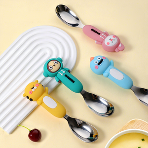 Cuillère classique en acier inoxydable 316 de qualité alimentaire plaquée or pour bébés et enfants, pour l'alimentation complémentaire - Product Image 4